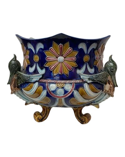 Jardinière en faïence polychrome